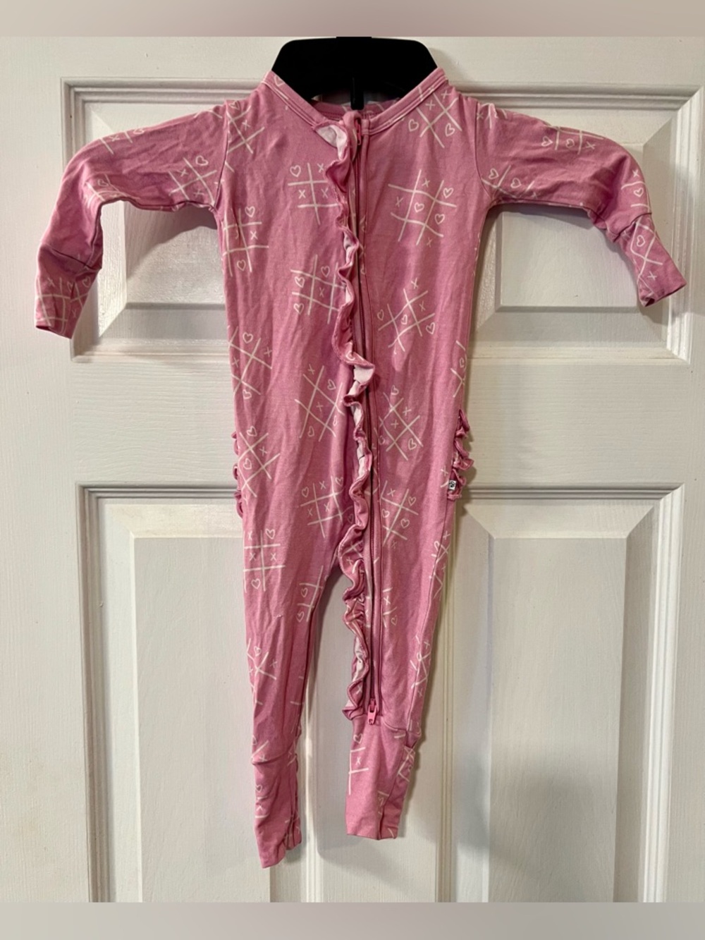 Birdie Bean Bamboo XO Tic Tac Toe Ruffle Bamboo Romper 3-6 Months